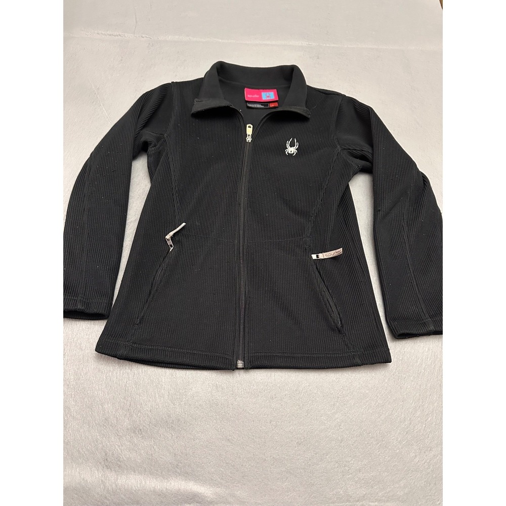 Spyder Womens Core Zip Up Waffle Knit Breathable Hiking Jacket Black Large